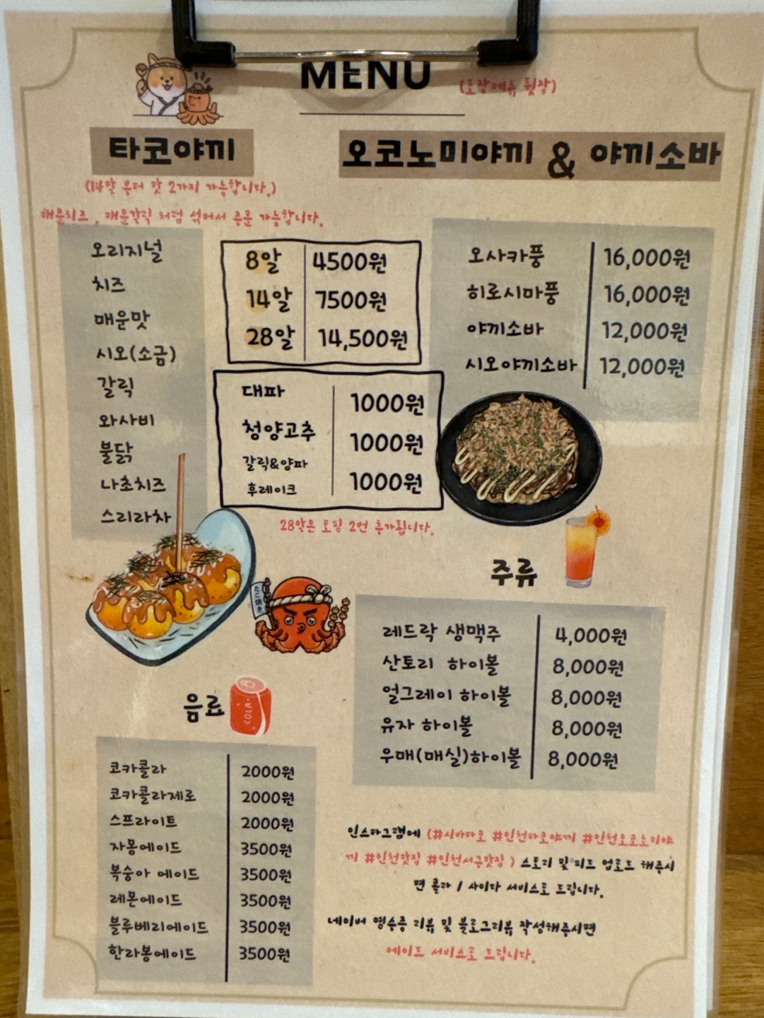 price menu