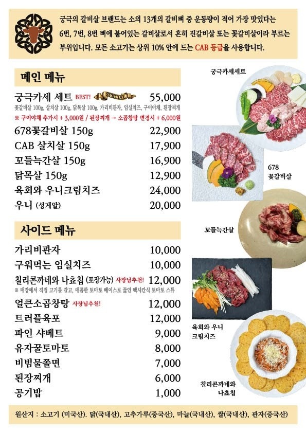 price menu
