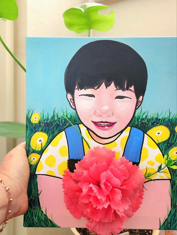 🌺입체 카네이션 캐리커쳐 아크릴물감 그림🌺