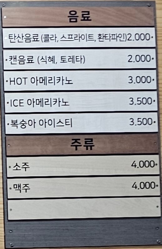 price menu