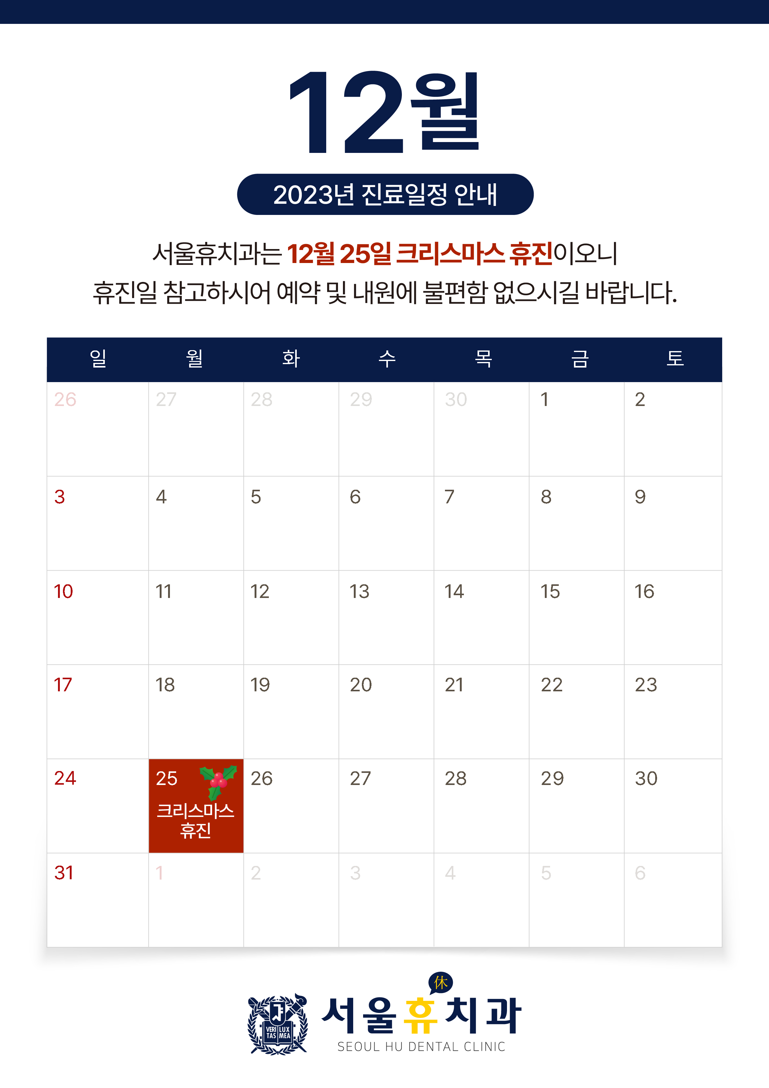 12월 진료 일정 안내