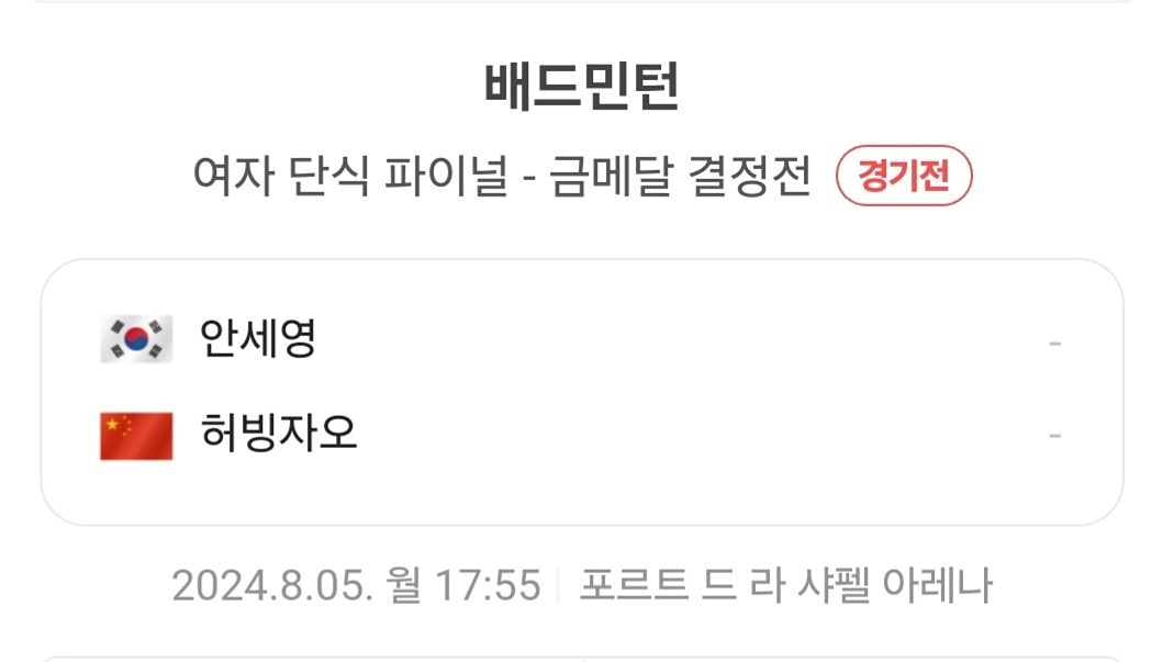 파리올림픽 배드민턴 응원후 한겜