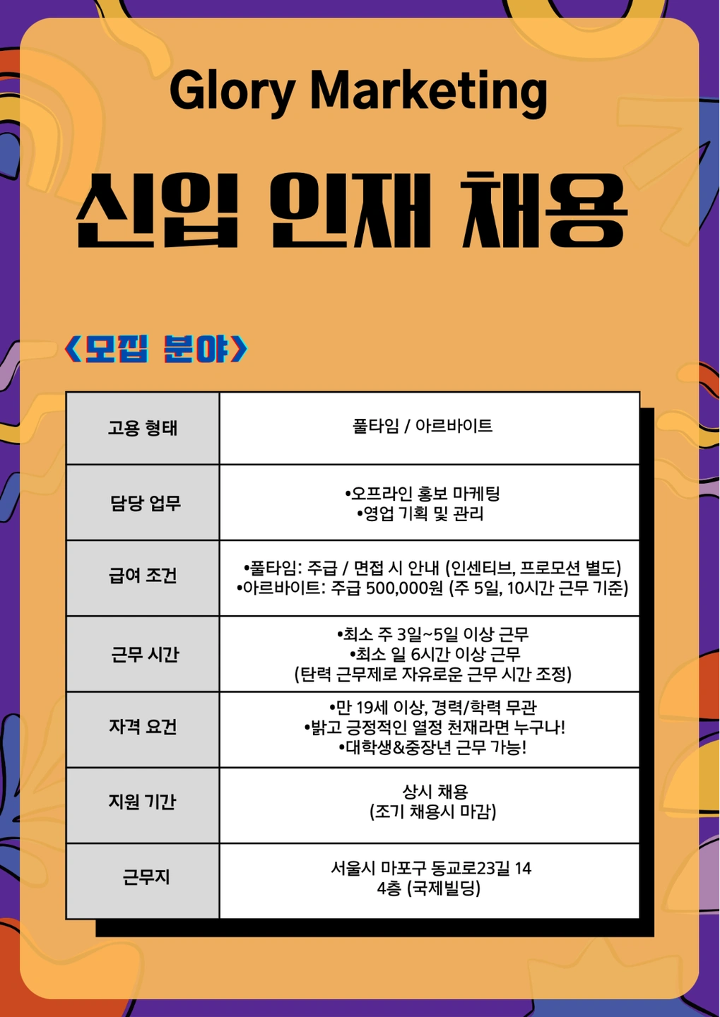 주급가능/ 재밌게 일할 직원 모집합니다!