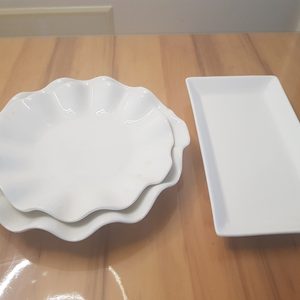 깔끔한 화이트 접시 / 생선 접시 / 샐러드 접시 / 과일 접시/ 물결 접시 / 사각 접시 총3개 set