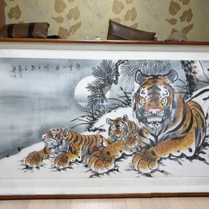 절충가능)93년작 보증서포함)호랑이그림의대가 벽하 박수춘 작가 대형 호랑이 호랑이 액자 호랑이 그림액자 인테리어액자