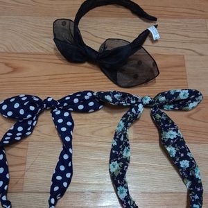 새상품)네이비도트+네이비플라워+리본머리띠