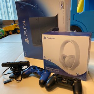 플스4 500G+플스 무선헤드셋+ 플스 카메라 판매해요. (저스트댄스2019 CD)+듀얼쇼트2개 포함