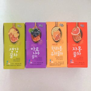 생강꿀차, 아로니아꿀차, 자몽꿀차, 한라봉유자꿀차
