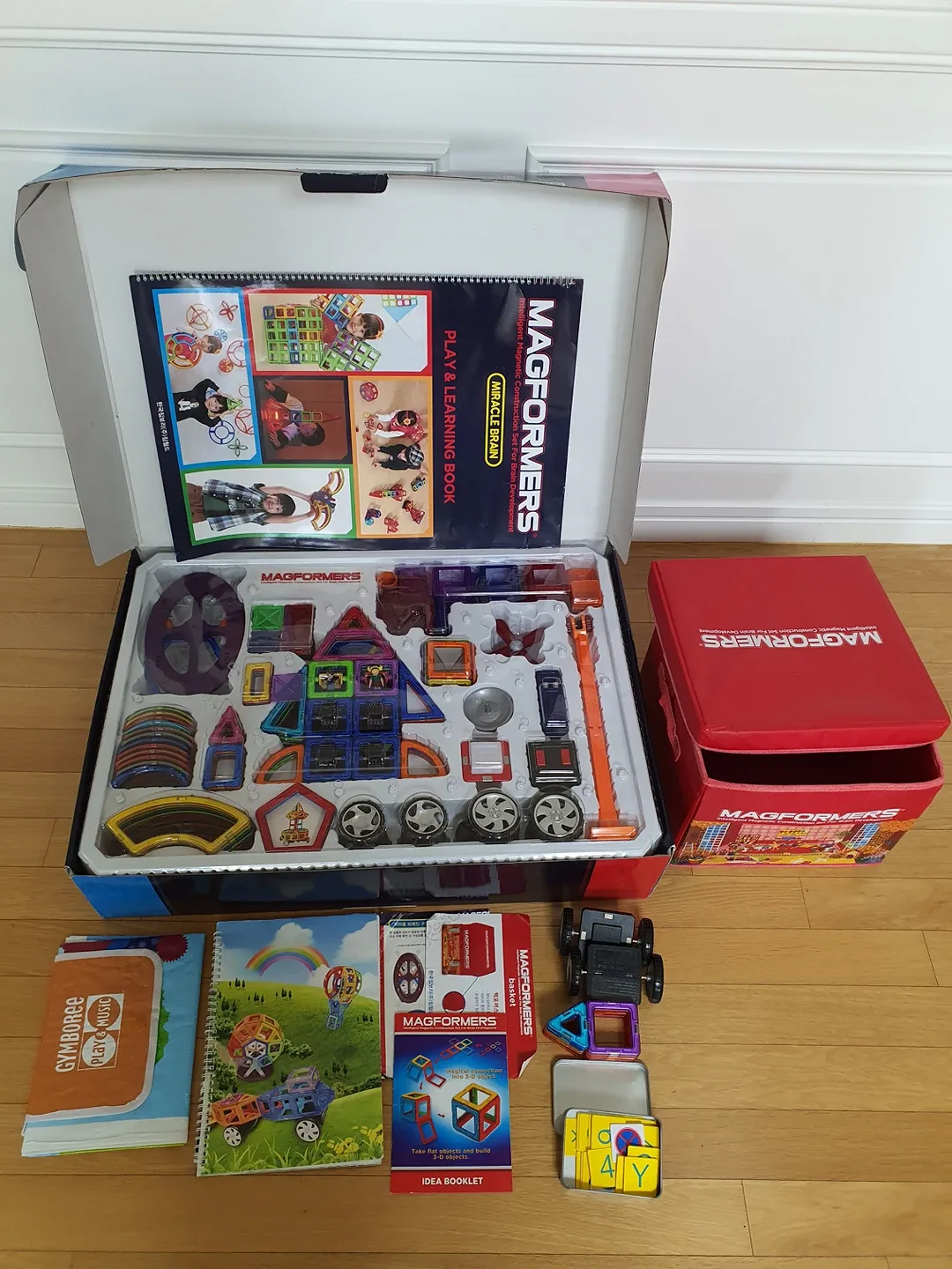 (중고)맥포머스 미라클 브레인(R/C카 리모컨,LED포함)+워크북3권+활용책+정리함+추가구성