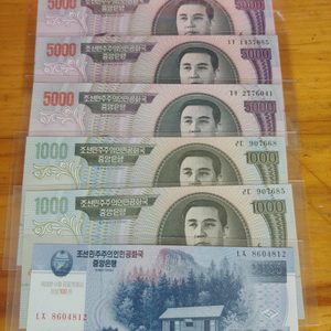 북한돈,옛날돈 1000,2000,5000원