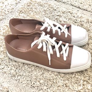 찰스앤키스 스니커즈 charles & keith 운동화 단화 핑크브라운 베이지브라운 레더 가죽 찰스앤키이스