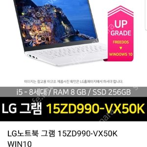 LG노트북 그램 15ZD990-VX50K WIN10 윈도우 설치되어있는 새제품