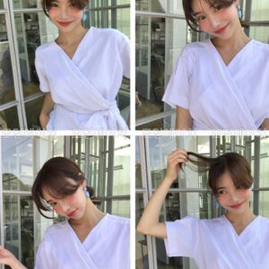 모코블링 린넨 로브블라우스 블라우스 랩블라우스 화이트블라우스 린넨블라우스