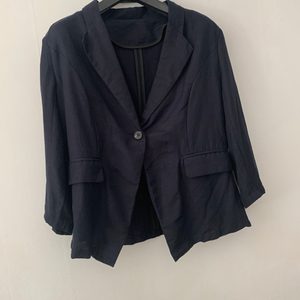 네이비 린넨자켓 린넨칠보여름자켓 사이즈77 여름자켓 원버튼