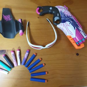 °☆너프(NERF)르벨세트 고글☆총집 세트°다트 19개 여아 장난감 흡착다트 스펀지 다트