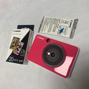 캐논 인스픽 폴라로이드 카메라(핑크) + 필름 30장 (새 것) + 필름 5장 내장 (필름 총 35장)