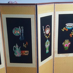 6폭 한국 자수 병풍 한국전통자수병풍 빈티지 병풍