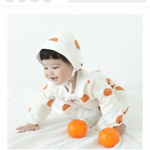 겨울 신생아 외출복/ 메르베 귤귤 우주복(70)+ 보닛