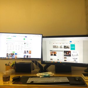 27인치모니터*2 + 듀얼모니터 암