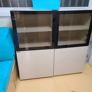 한샘 유리책장 쇼케이스책장 수납장 2셋트 책장