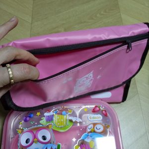 (새상품)부엉이식판(수저,포크,뚜껑, 수저통, 가방)어피치/아기식판/유아스텐식판/어린이집식판