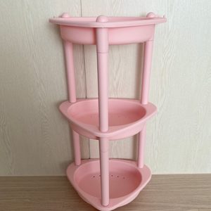 핑크 3단선반 욕실선반 코너선반