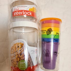 미사용락앤락 레인보우컵7p, 락앤락 인터락500ml, 1,0L
