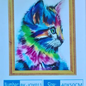 액자 필요없는 큐빅 비즈 보석십자수 취미 40x50 (미사용) 무지개고양이