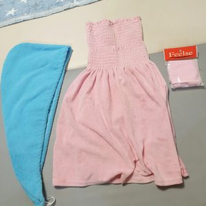 피부가운+피부헤어밴드+헤어터번