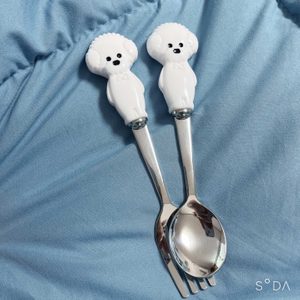 비숑 디저트 티스푼 티포크 세트 1ea
