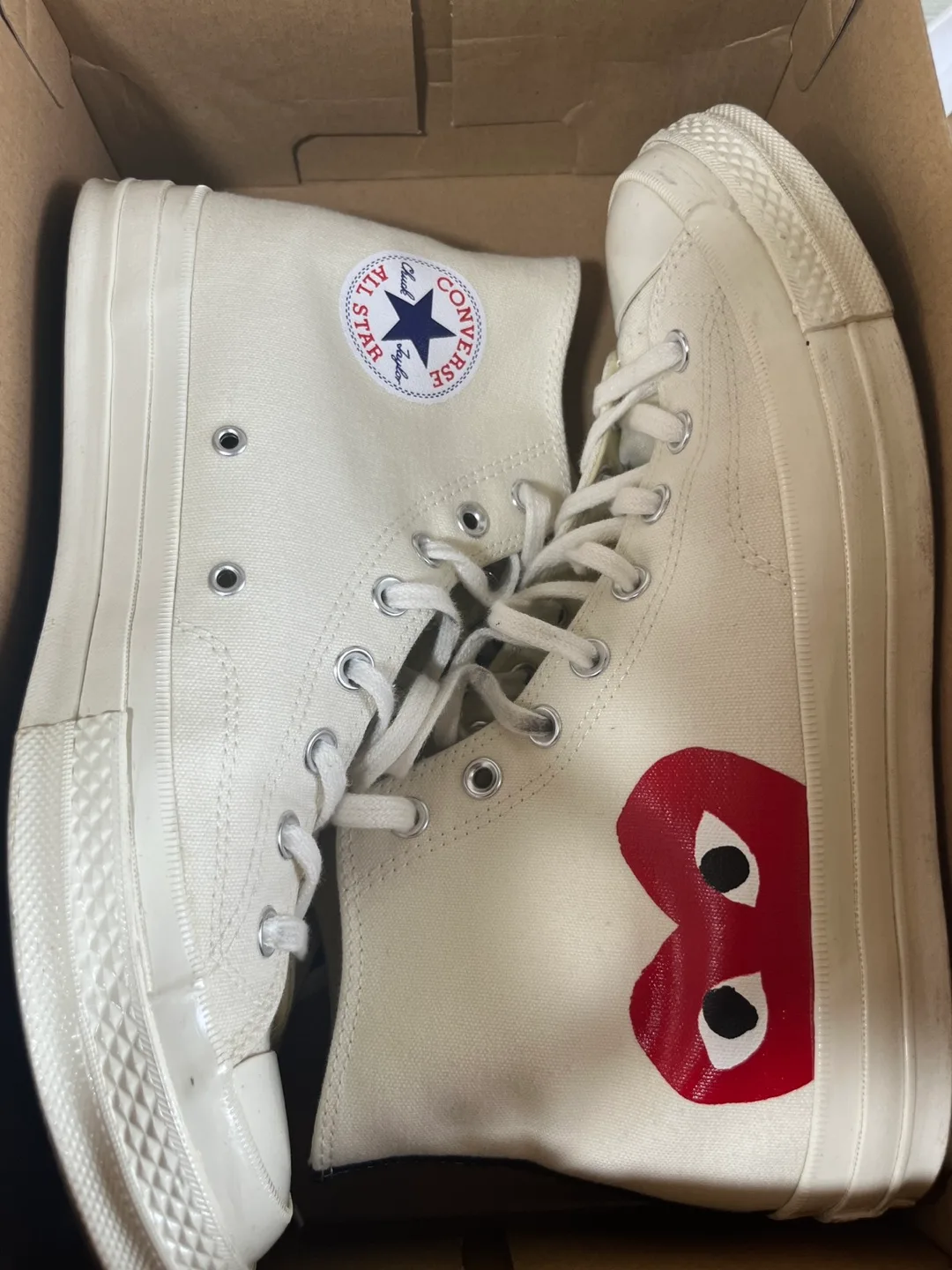컨버스 꼼데가르송 척 70 하이 화이트 285(중고)
