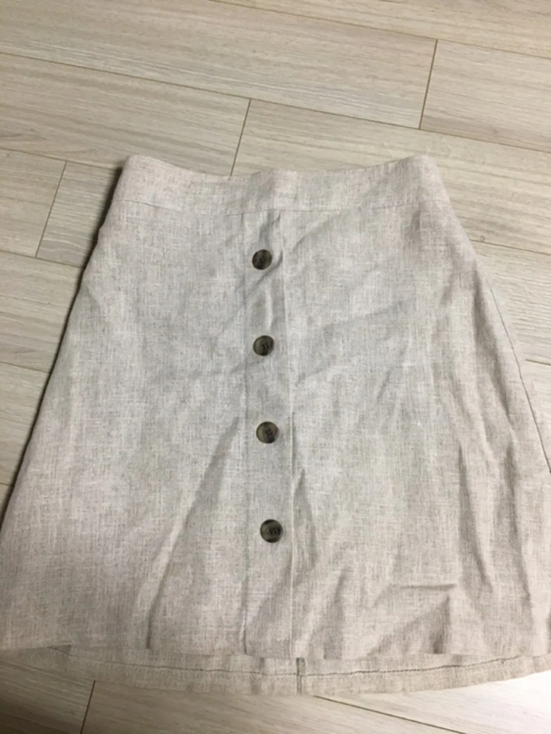 린넨 A라인 단추 밴딩치마