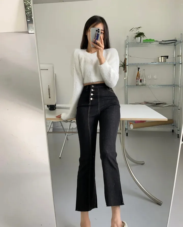 부츠컷 하이웨스트 데님 팬츠 (에이블리 지그재그)