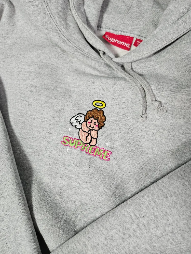 [L]슈프림 엔젤 후드 스웨트셔츠 헤더 그레이 중고