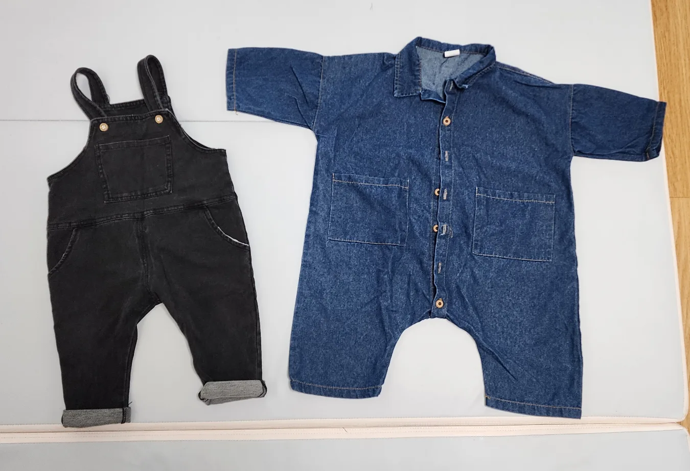 멜빵바지+데님수트 일괄(90,S)