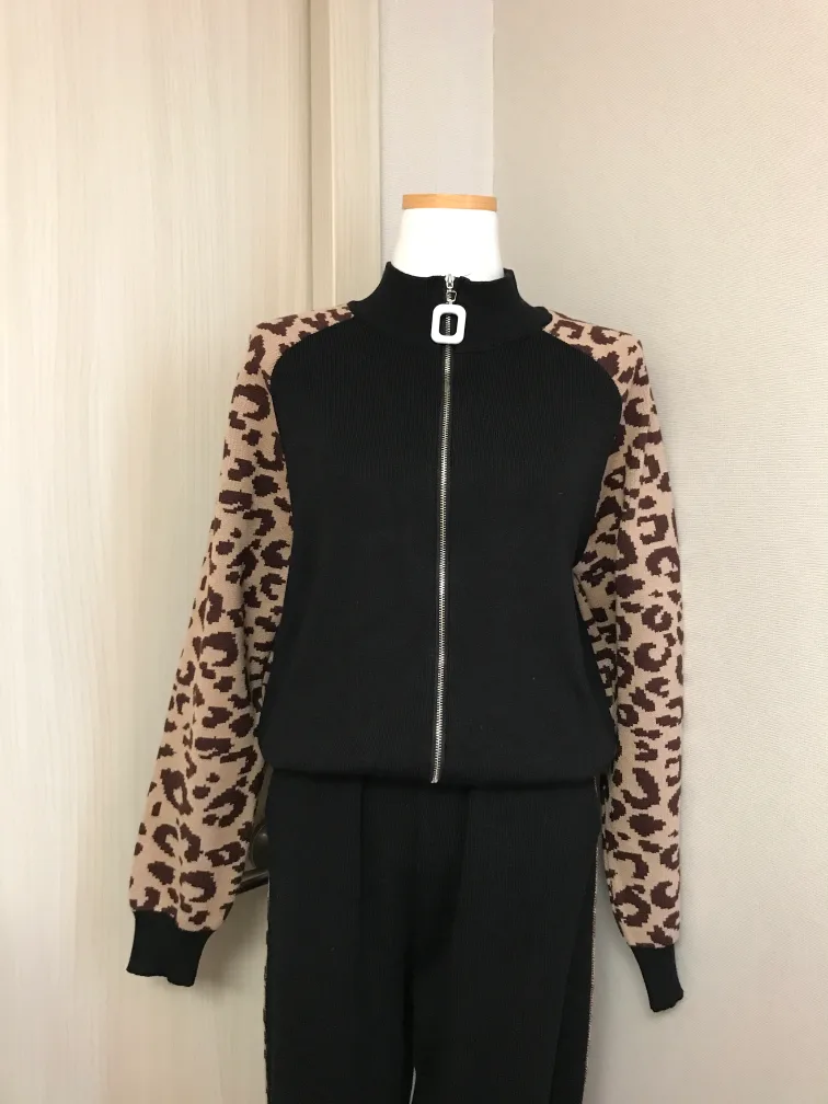 [중고] 레오파드 라인 집업 셋업