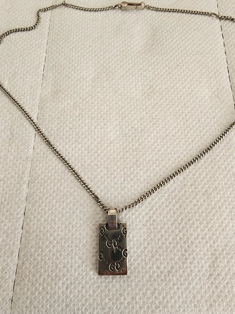 (중고)구찌 남녀공용 은목걸이