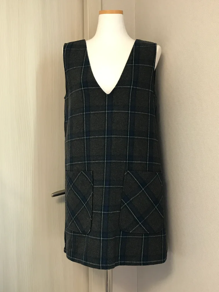 [중고] 체크패턴 뷔스티에 원피스 (그레이)