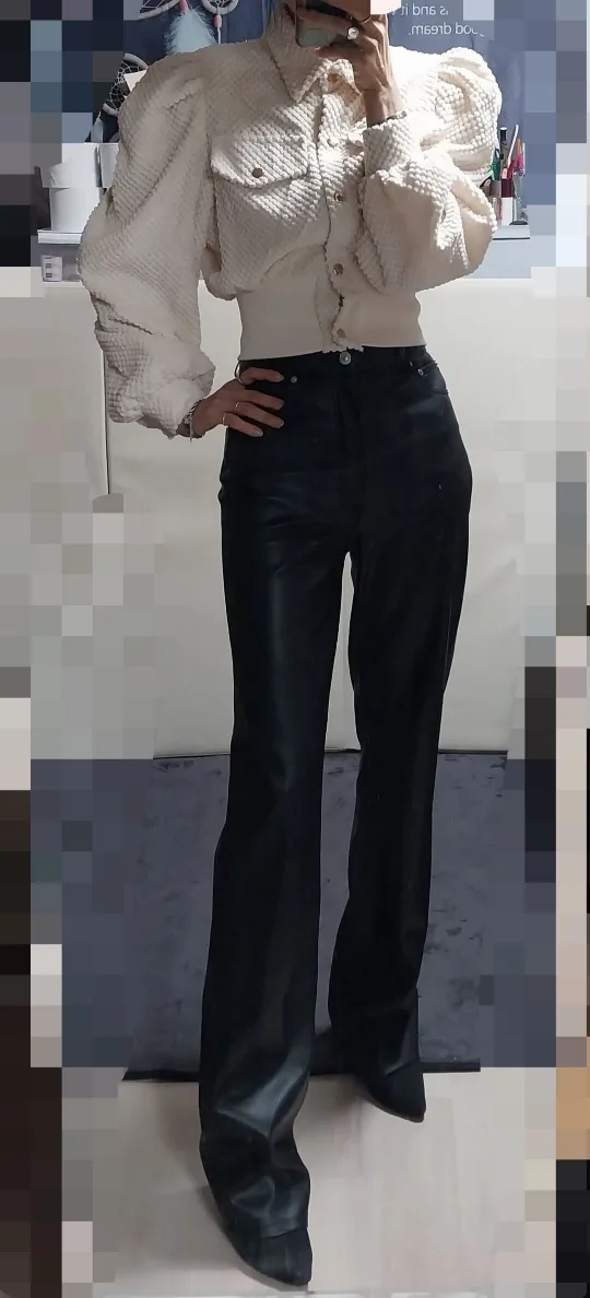 zara자라 하이웨스트 레더바지