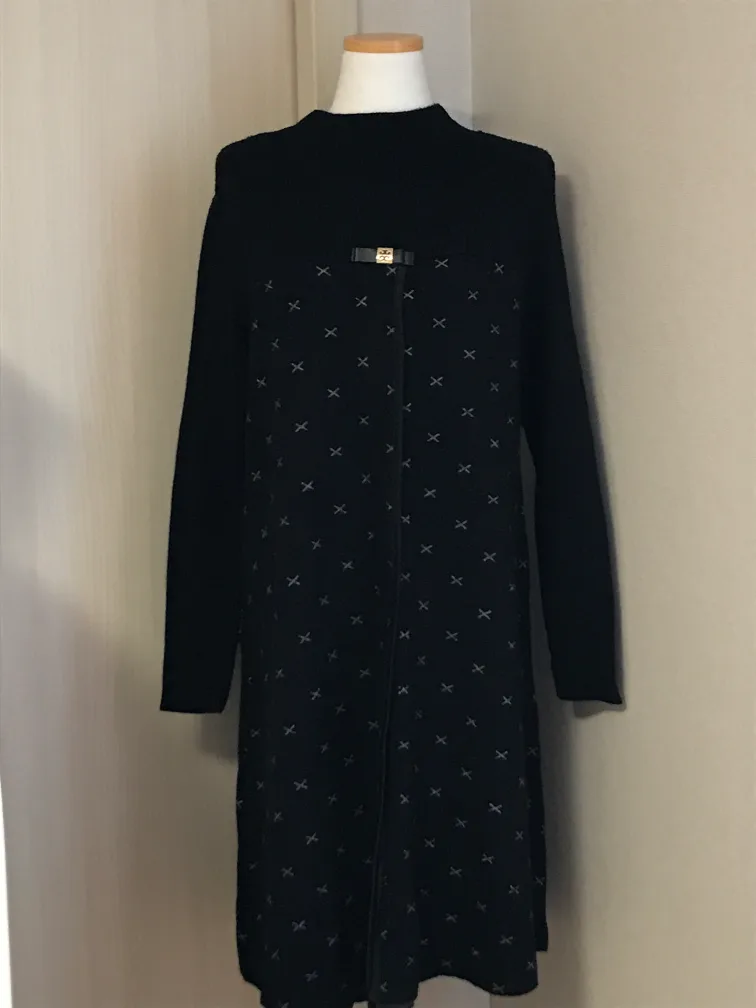 [중고] x무늬 리본 포인트 원피스