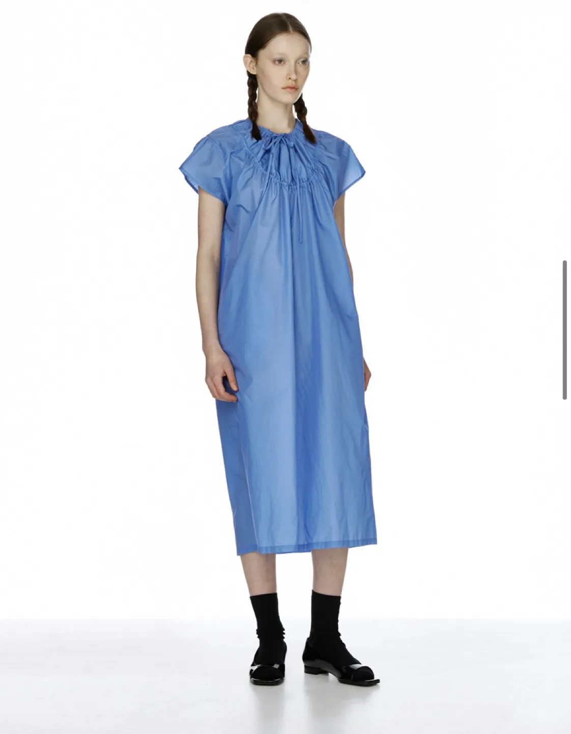 버뮬라 셔링 퍼프 드레스 (블루)