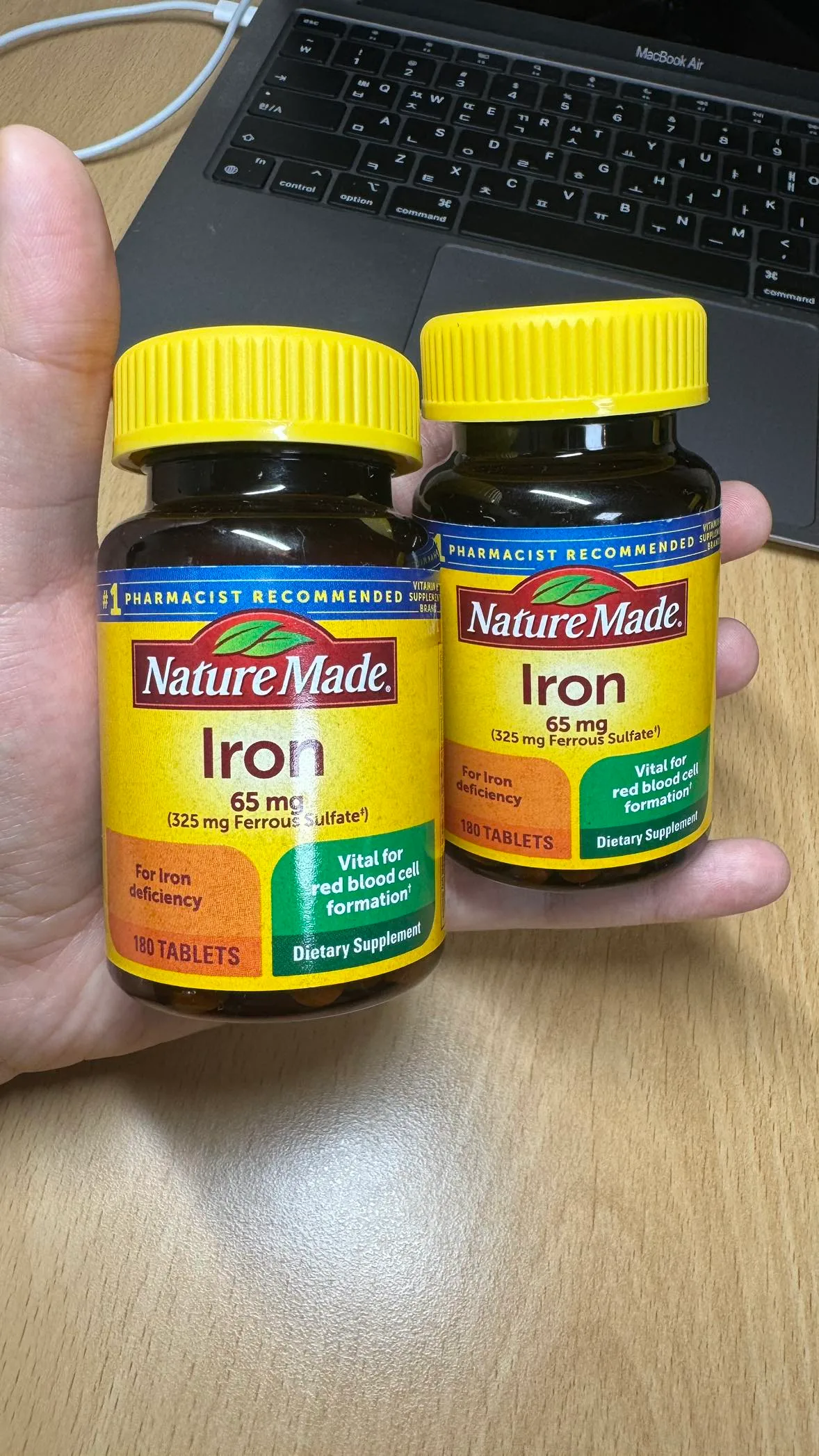 네이쳐 메이드 철분 아연 65mg 180정 2병