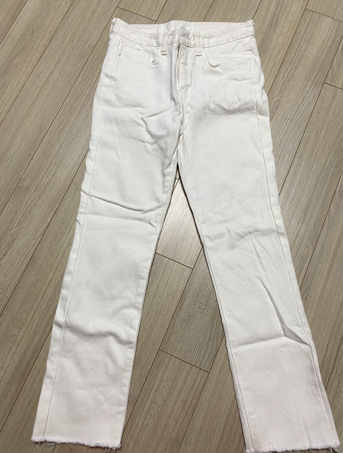 화이트 일자기모팬츠 S