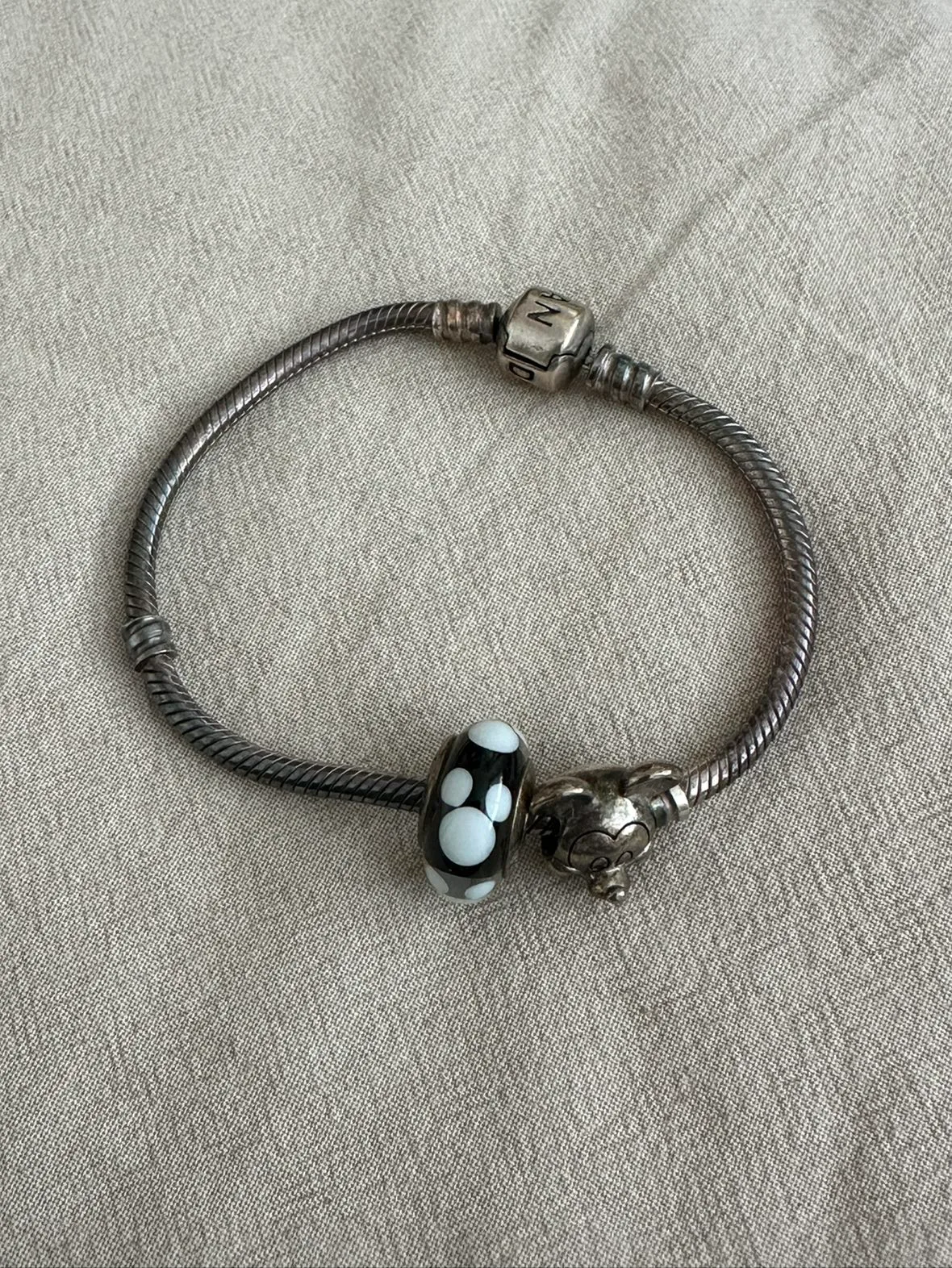 중고) 판도라 정품 디즈니 참2개 팔찌(17cm)