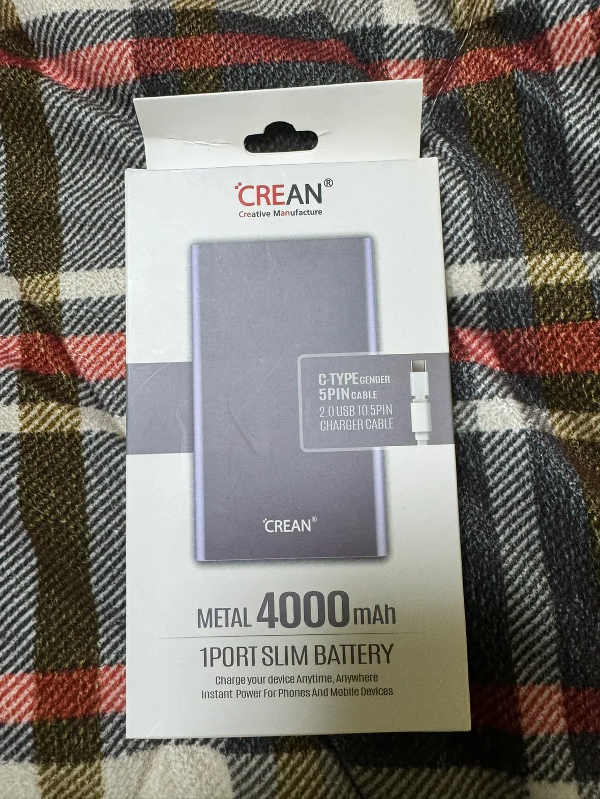 [미개봉] CREAN 메탈 보조베터리 4000mAh 코랄 블루