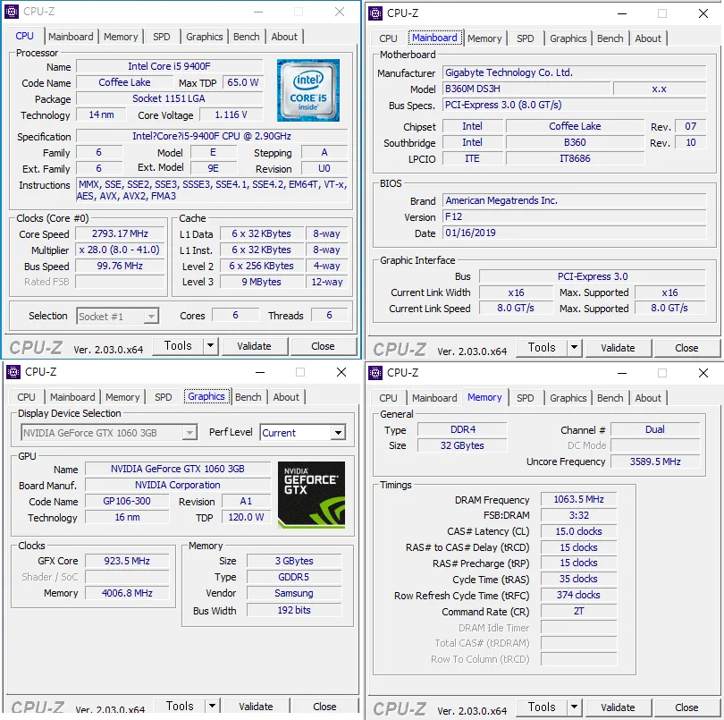 중고 컴퓨터 팝니다 i5-9400 1060 3GB