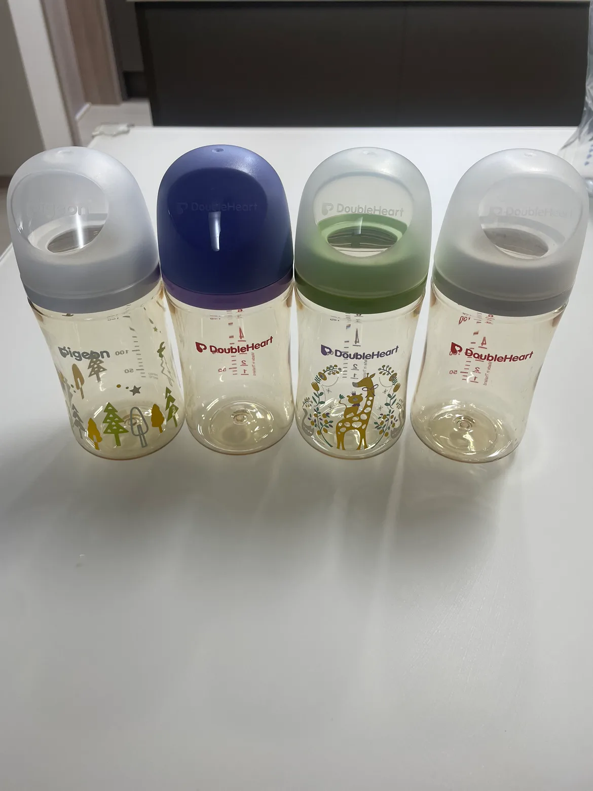 중고 더블하트 모유실감 3세대 PPSU젖병 240ml 4개(노꼭지)
