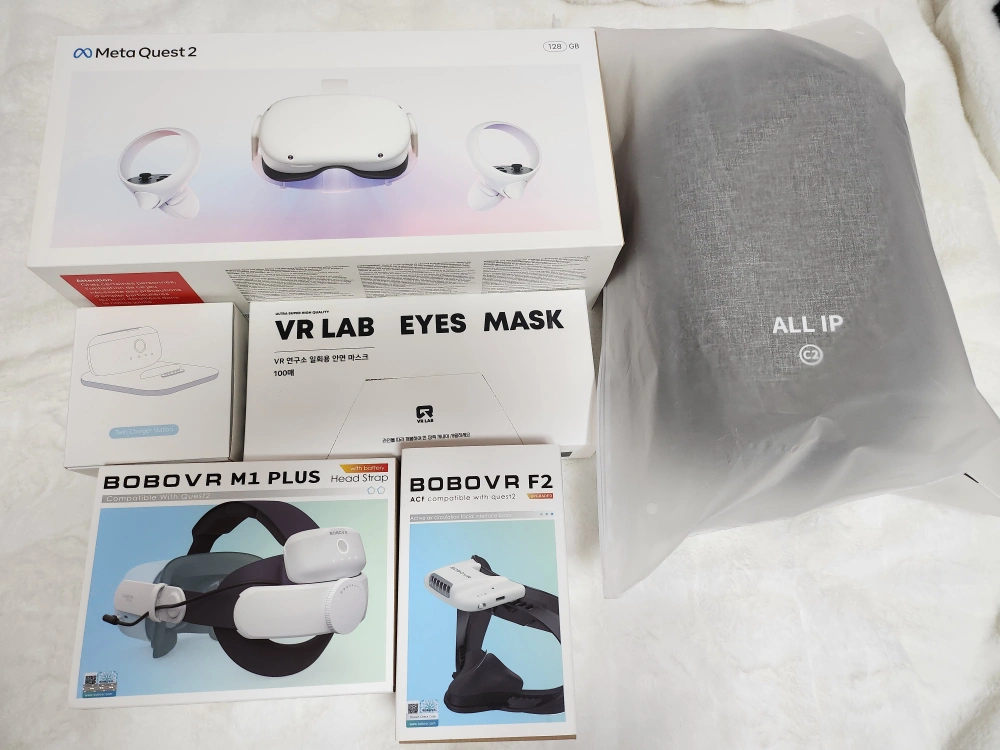 메타 퀘스트2 128G VR기기 오큘러스 헤드셋 박스 포함(악세사리 완전 풀세트)