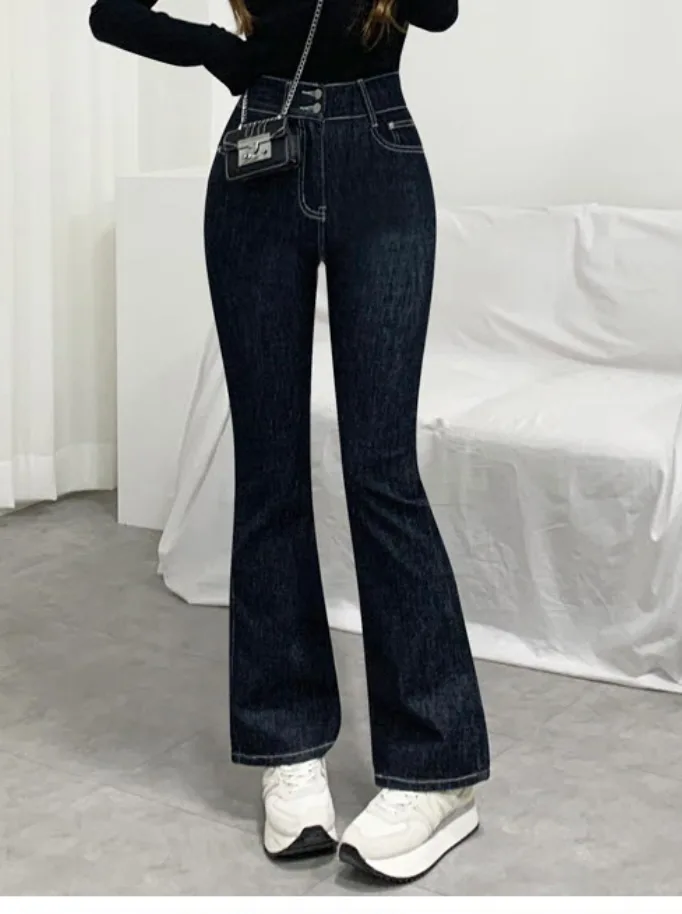 하이웨스트 생지 부츠컷 청바지