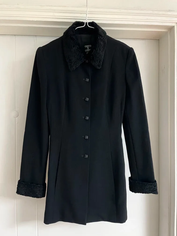 카라 퍼 블랙 보석 정장자켓 샤넬느낌 44~55